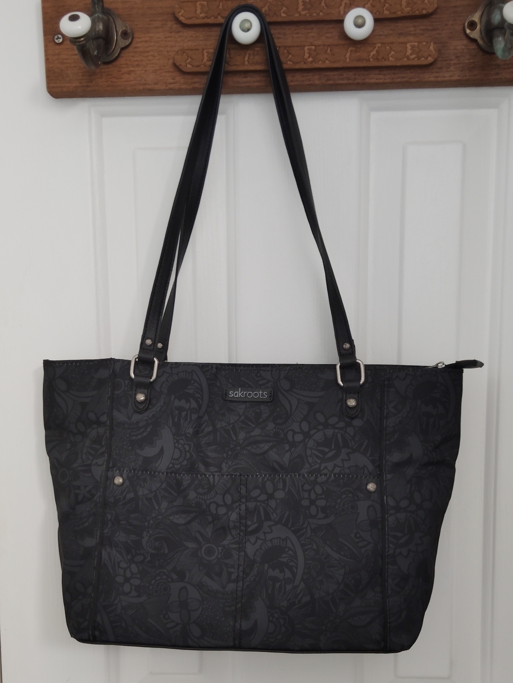 Sakroots Charcoal Floral Tote Bag